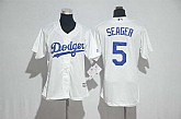 Women Los Angeles Dodgers #5 Corey Seager White New Cool Base Stitched Jersey,baseball caps,new era cap wholesale,wholesale hats